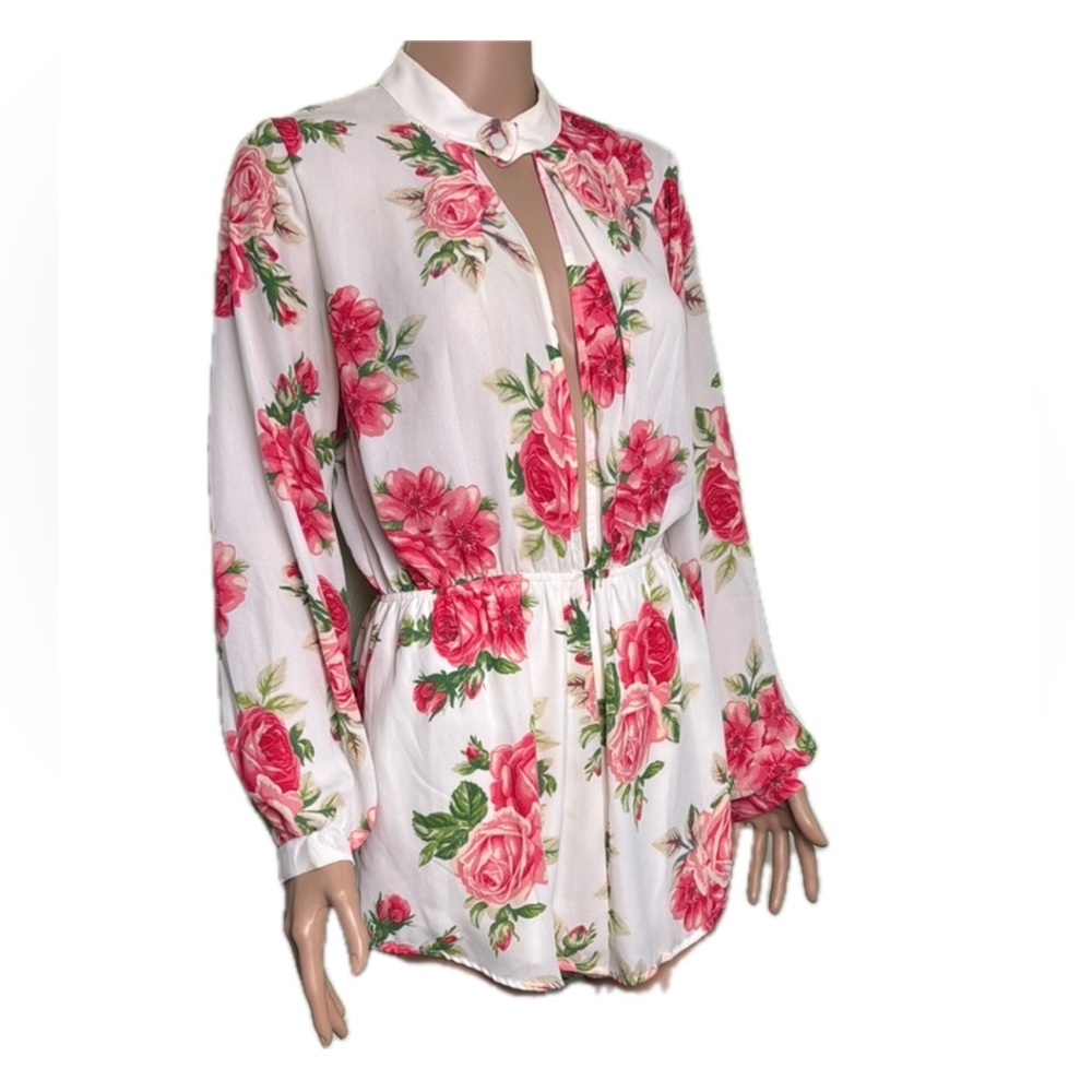 Audrey 3+1 Rose 🌹 Romper - White and Pink